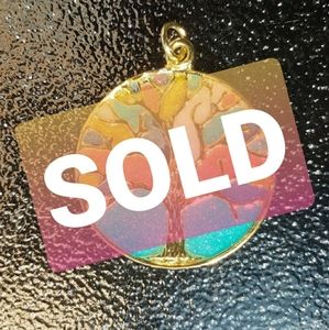 Gold Tree of Life Handmade Rainbow Necklace